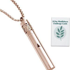 Rose Gold Stainless Steel 3-in-1 Mindfulness Necklace with Diffuser, Mediation,